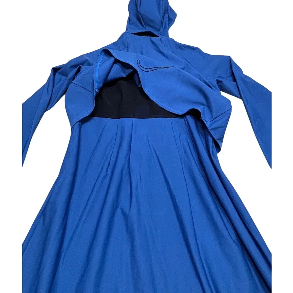 Nike Women Victory Full-Coverage Swim Tunic Small Blue Hooded UPF 40+ Modest